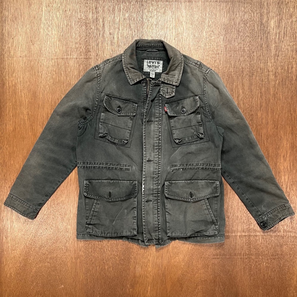 Levis Field Jacket Faded Black Utility Cargo M65 Military Style Medium